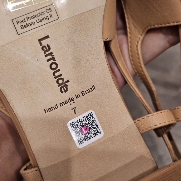 Larroude Slingback Block Heel Nude Leather Pumps Maria Tan Sz 7 - Picture 12 of 16
